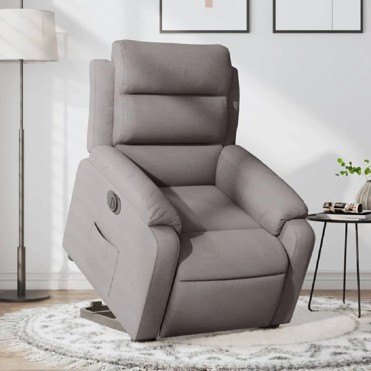 Non Communiqué Gris Vidaxl Stoel Électrique Réglable Tissu Taupe - Image 3
