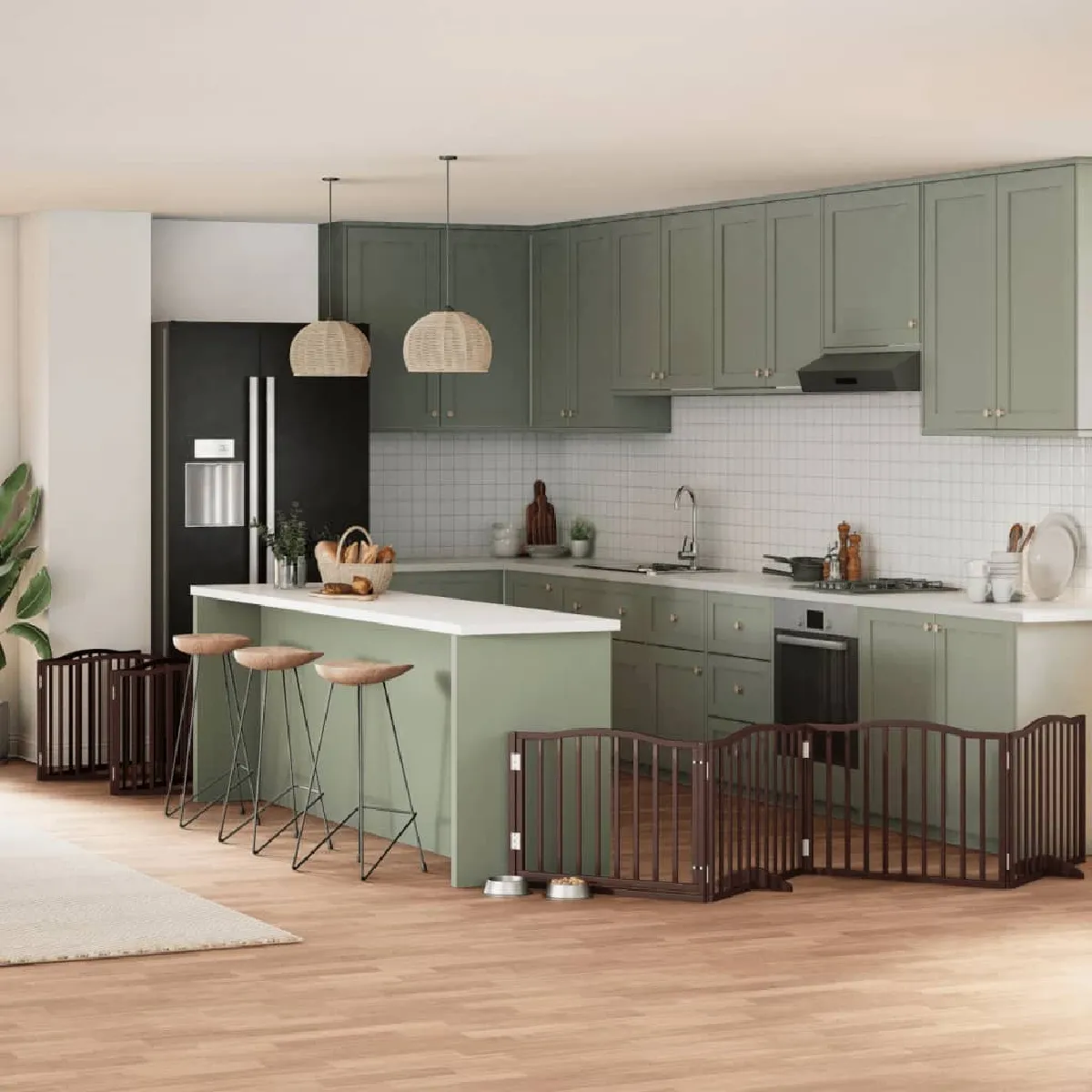 vidaXL Barrière pour chien 10 panneaux - Marron