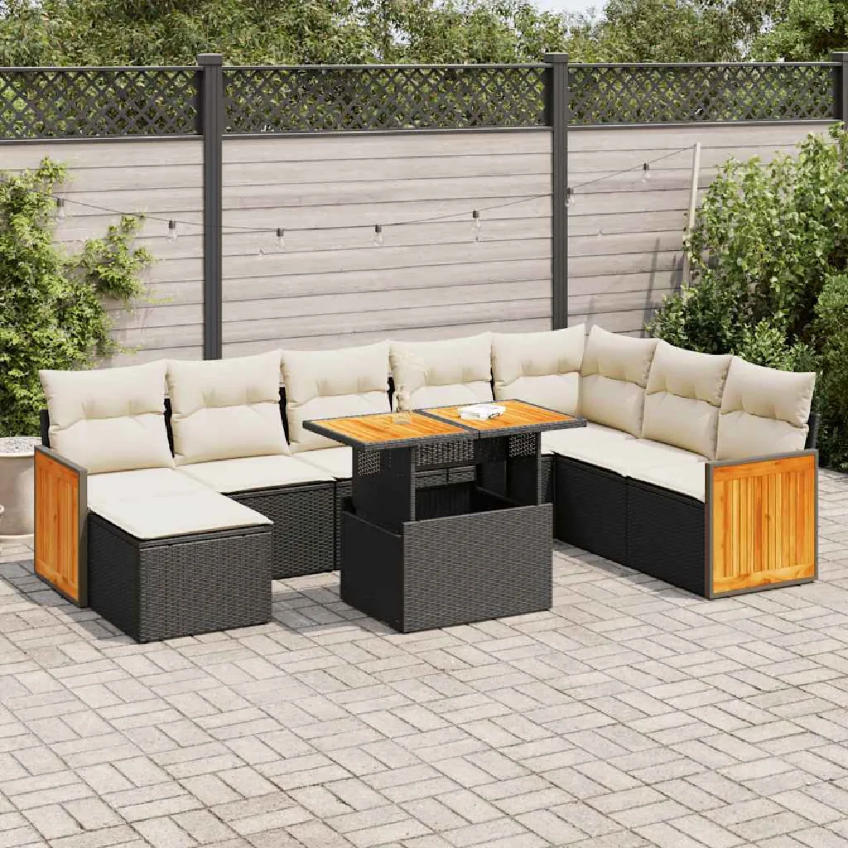 Salon de Jardin VIDAXL Salon avec Coussins 9 pcs Résine Tressée - vue 2