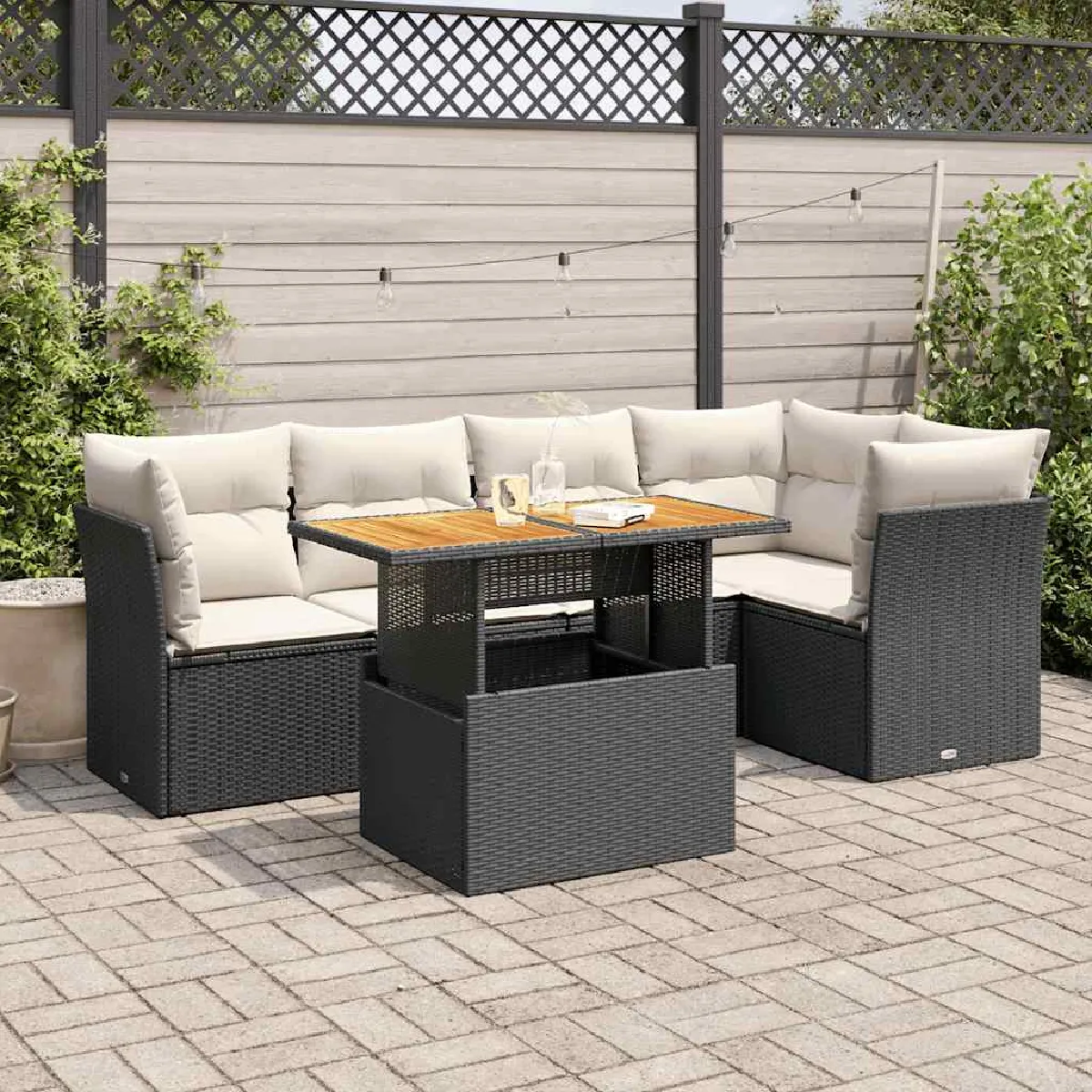 vidaXL Salon de jardin 6 pcs avec coussins Résine tressée ensemble de canapés dextérieur canapé dangle de jardin 3308243 - vue 3