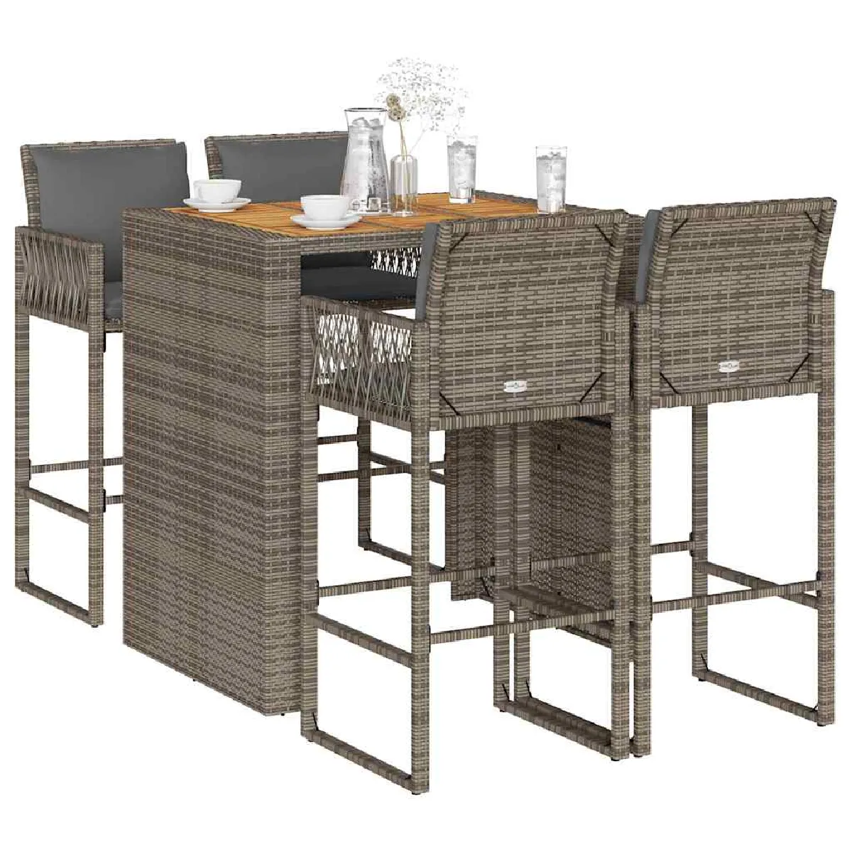 VIDAXL Ensemble de bar de jardin 5 pcs Poly Rotin - vue 2