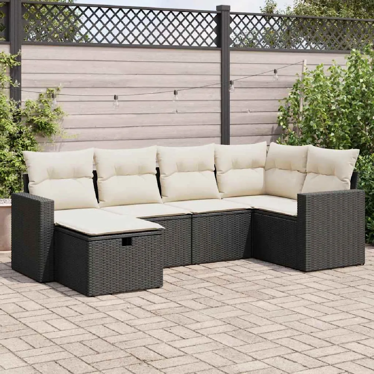 VIDAXL Ensemble Salon de Jardin 6 pcs - Noir