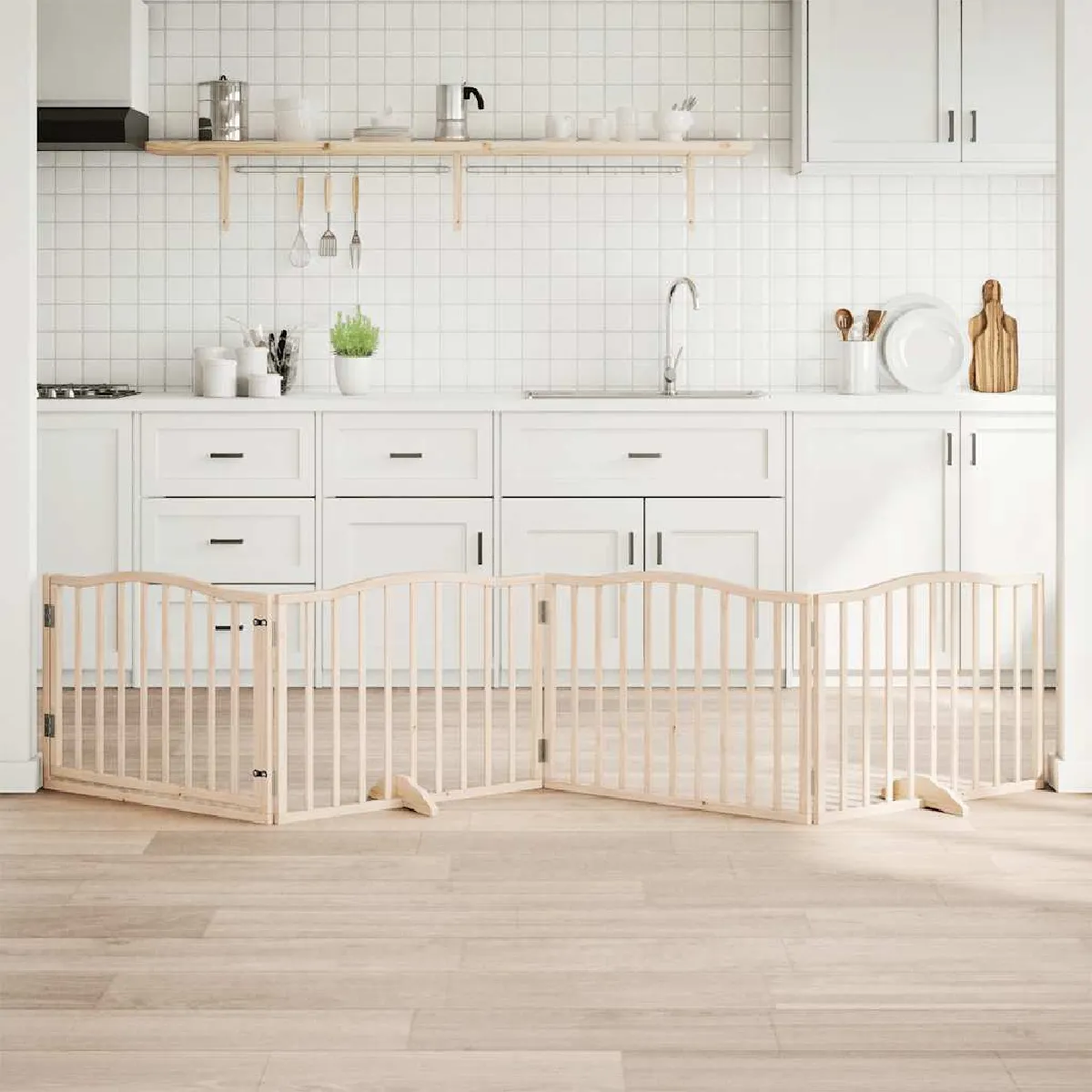 vidaXL Barrière chien avec porte 4 panneaux - vue 2