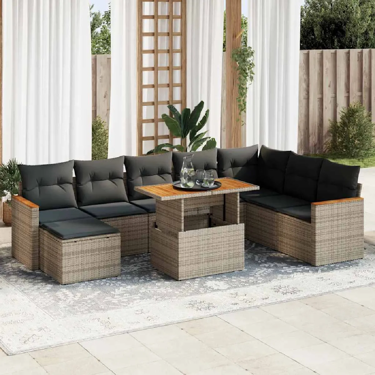 vidaXL Salon de jardin 9 pcs Acacia - vue 3