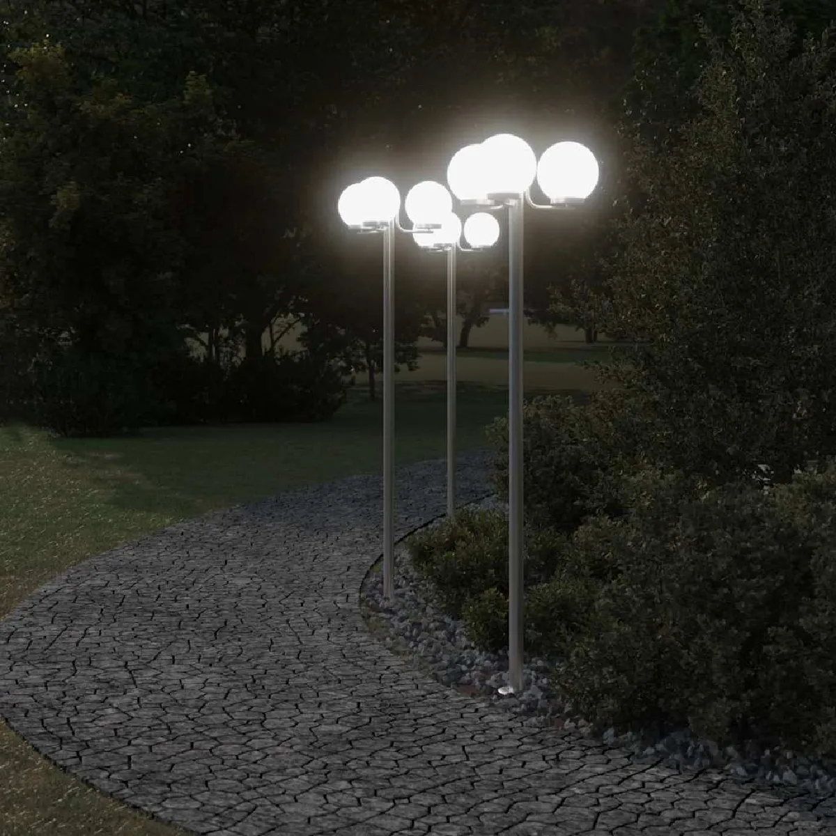 vidaXL Lampadaires d'extérieur 2 pcs 215 cm acier inoxydable éclairage au sol d'extérieur éclairage au sol de 4006390 - vue 2