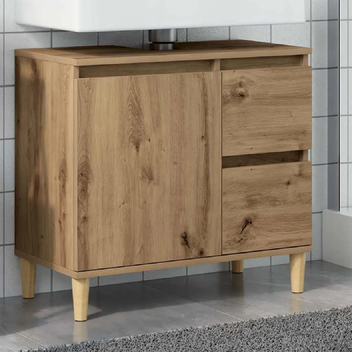 Armoire lavabo vidaXL Chêne artisanal - vue 2