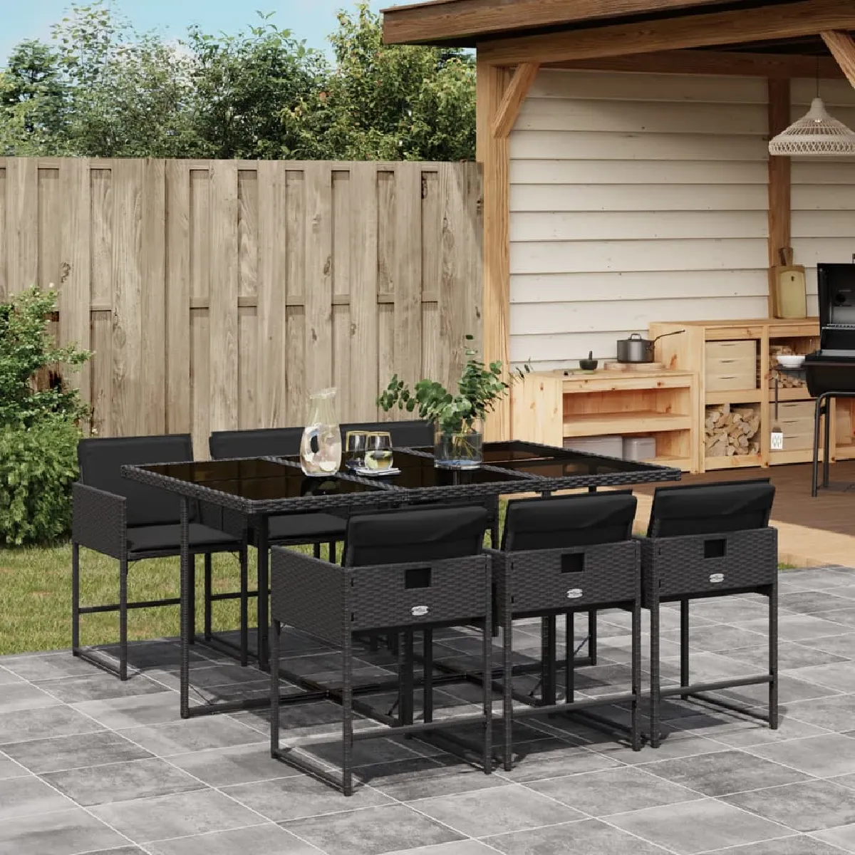 vidaXL Ensemble à manger 7 pcs Résine tressée - vue 6