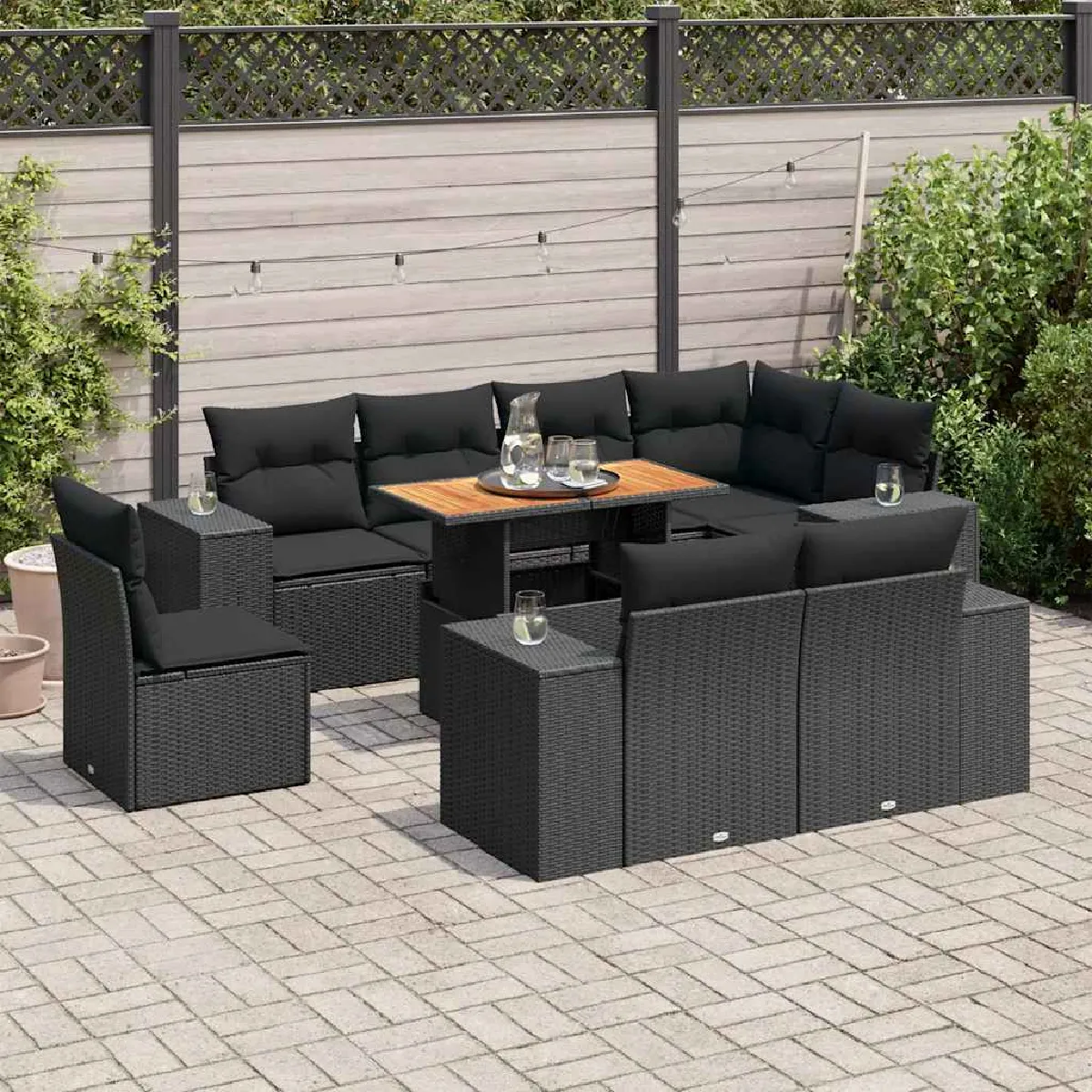 vidaXL Salon de jardin 9 pcs avec coussins - vue 3