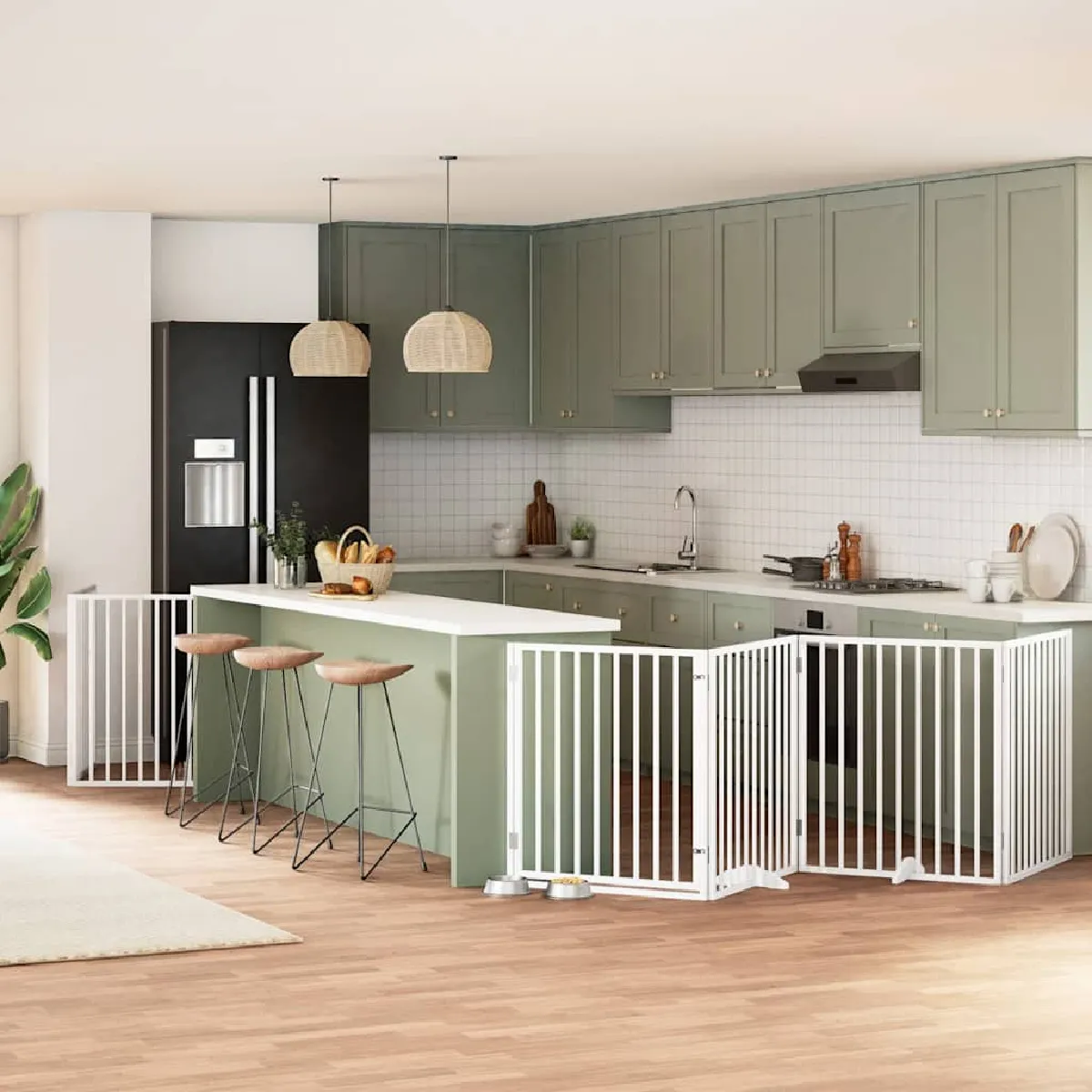 vidaXL Barrière pour chien porte pliable 10 panneaux bois de peuplier - vue 7