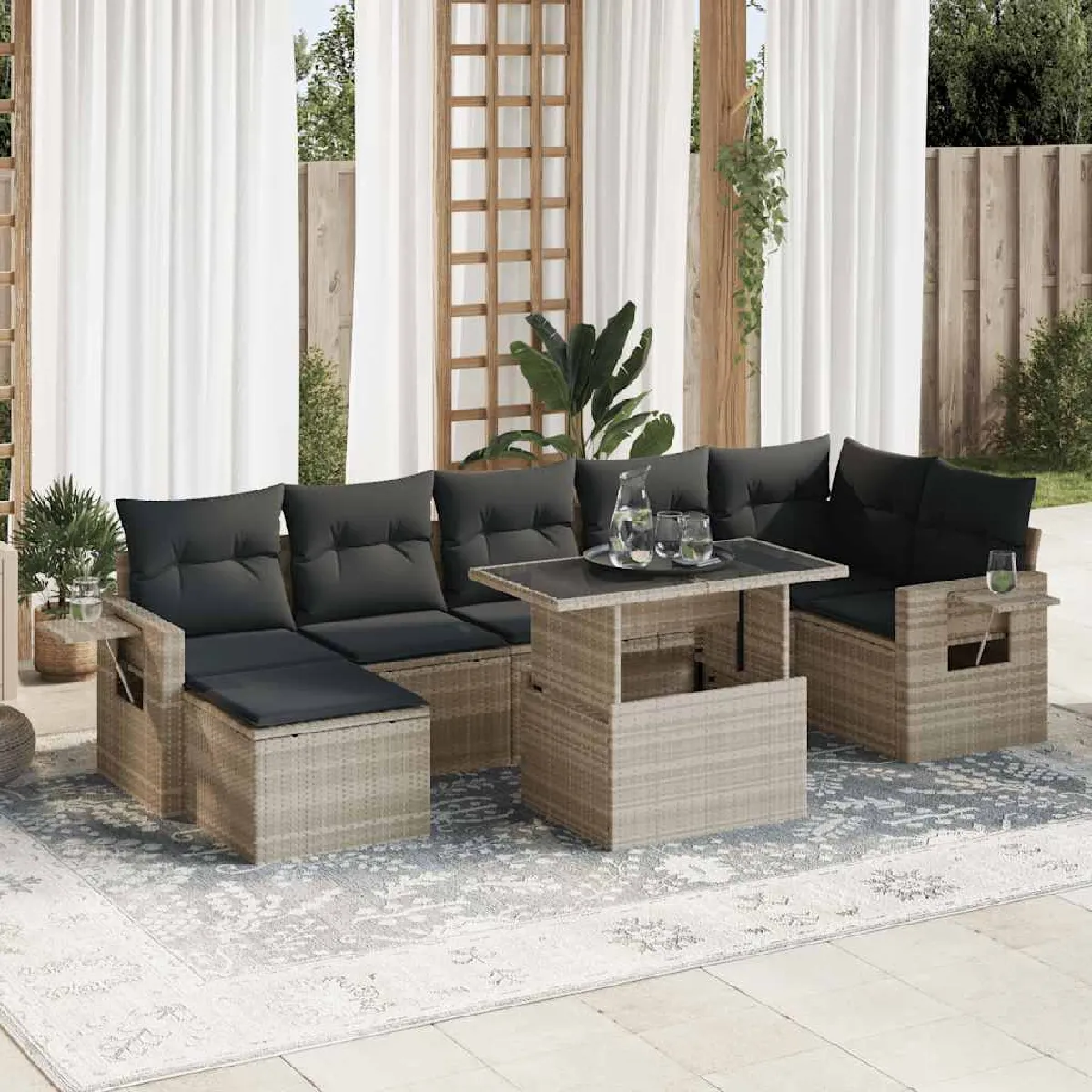 Non Communiqué Gris Ensembles Canapes. Fauteuils Et Tables De Jardin Vidaxl Resine Tressee 8 Pieces X 62 X 69 7 Personnes - Image 3