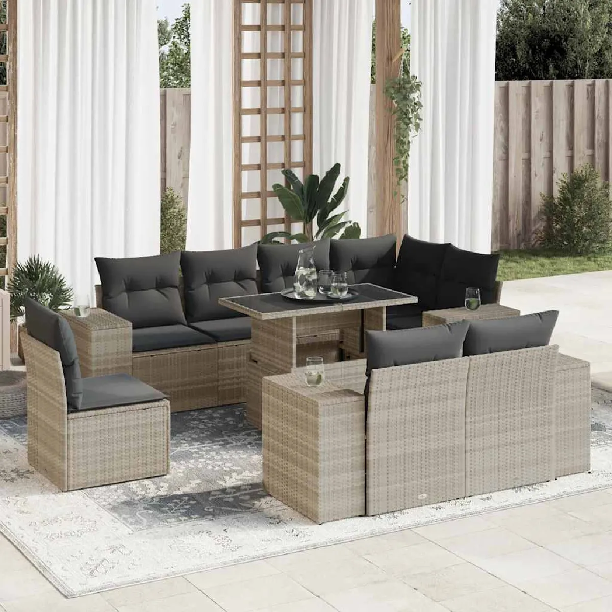 VidaXL Salon de jardin résine tressée 9 pcs - vue 4