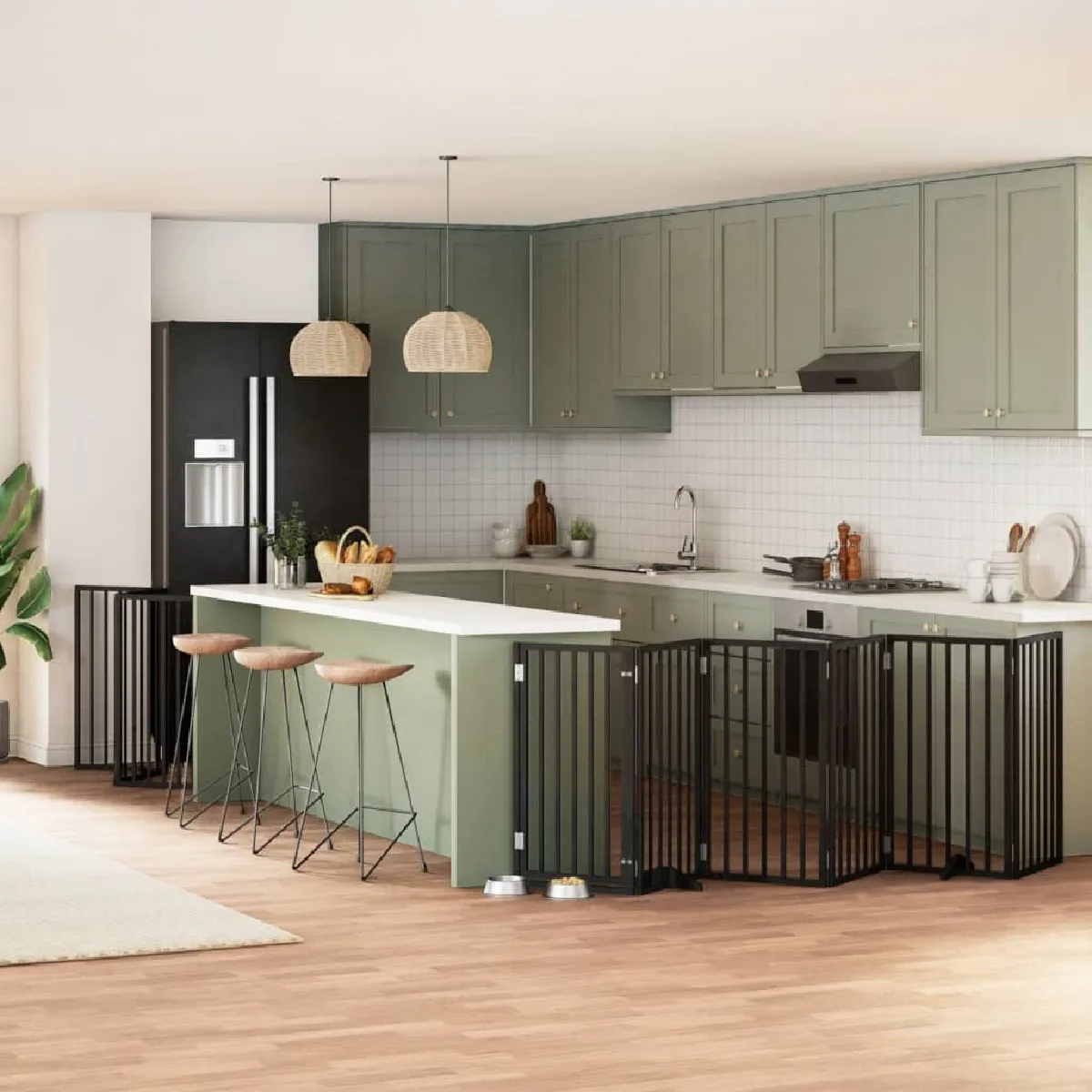 Comparer les prix de vidaXL Barrière pour chien porte pliable 15 panneaux noir bois peuplier