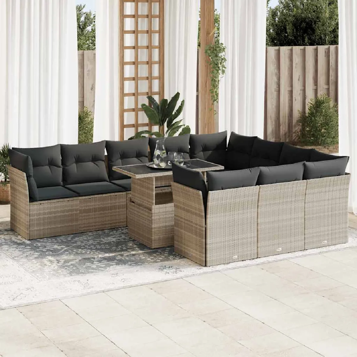 VIDA Salon de jardin 11 pcs avec coussins - vue 3