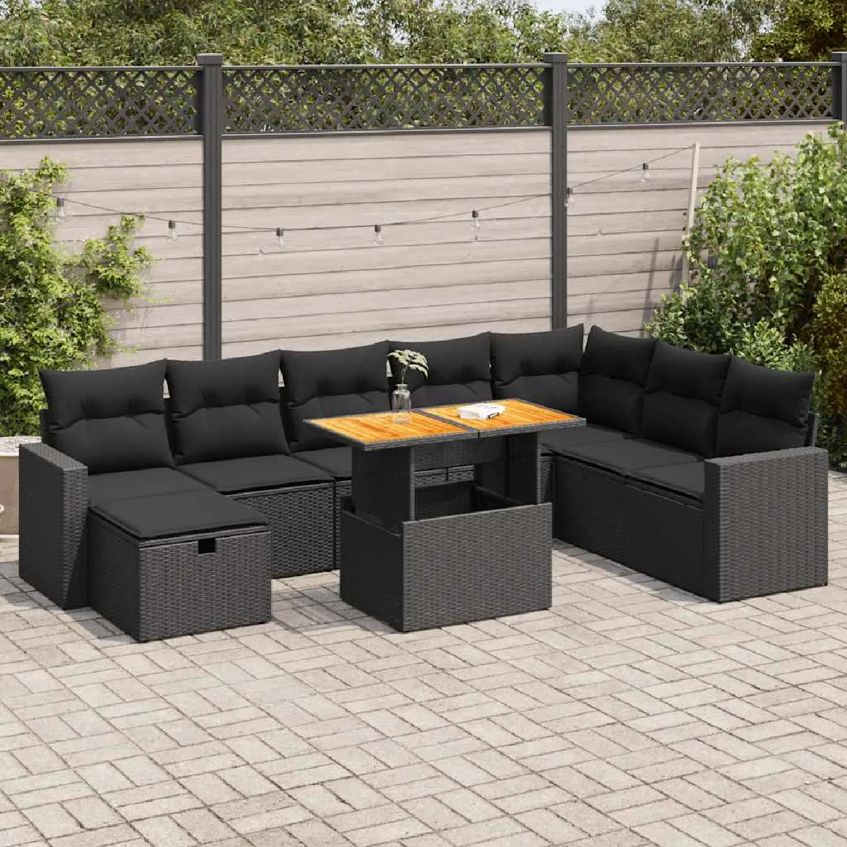 vidaXL Salon de jardin 9 pcs Acacia - vue 2