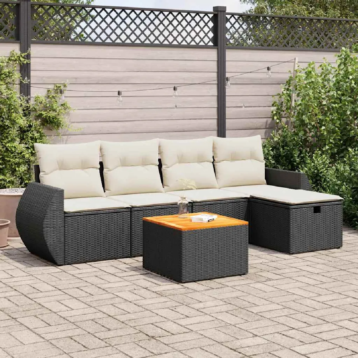 vidaXL Salon de jardin 6 pcs noir