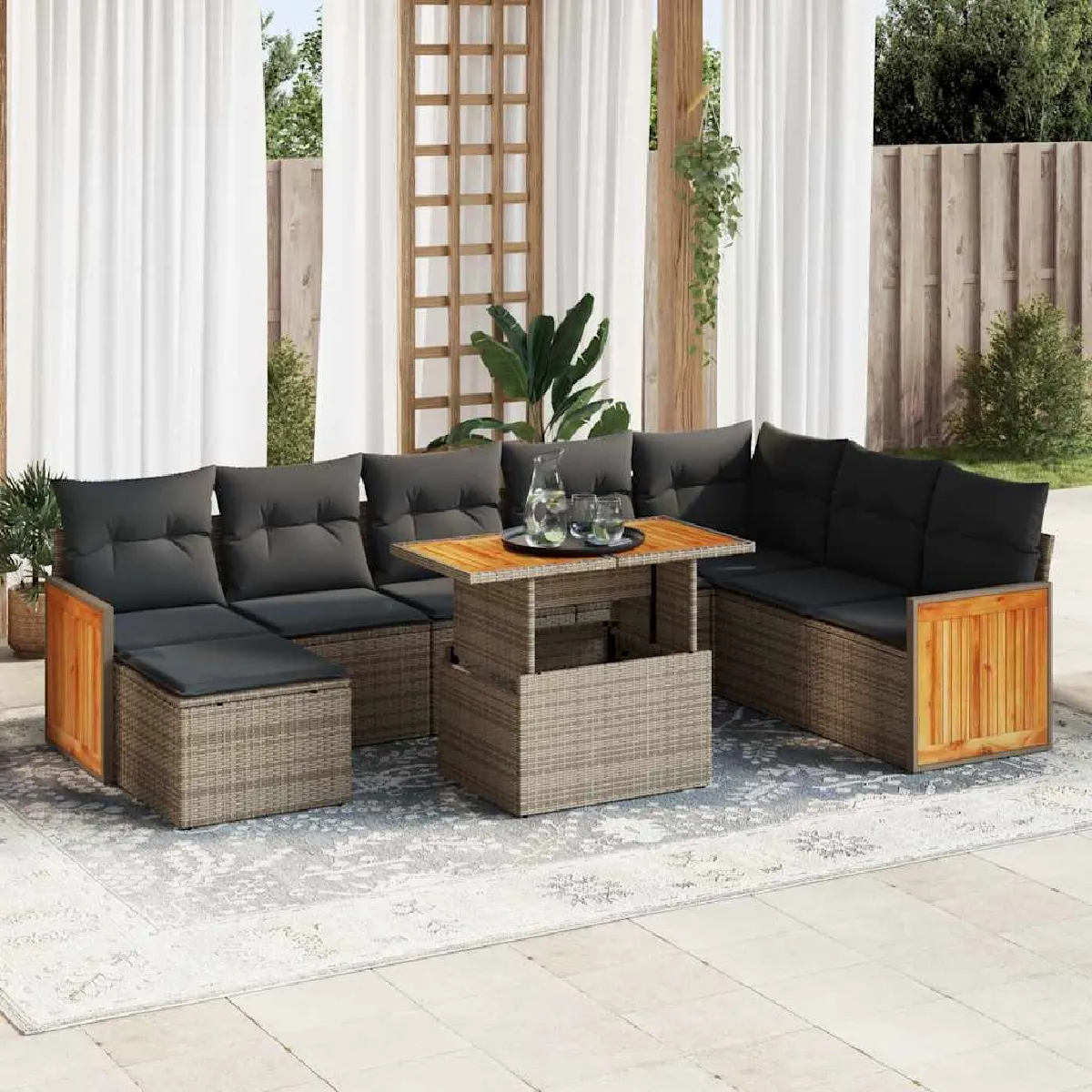 vidaXL Salon de jardin 9 pcs Acacia - vue 4