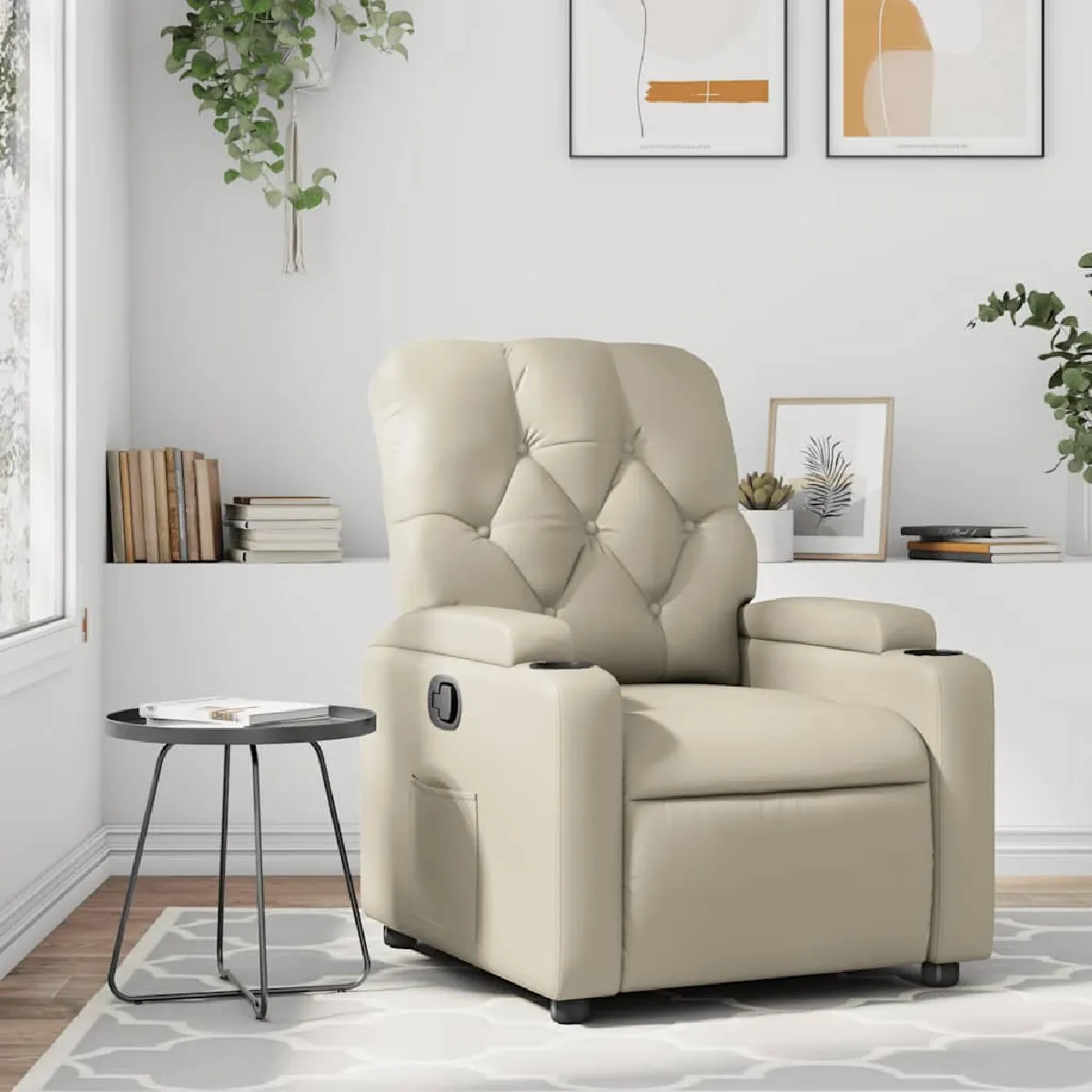 Non Communiqué Beige Vidaxl Fauteuil Réglable Similicuir Crème - Image 3