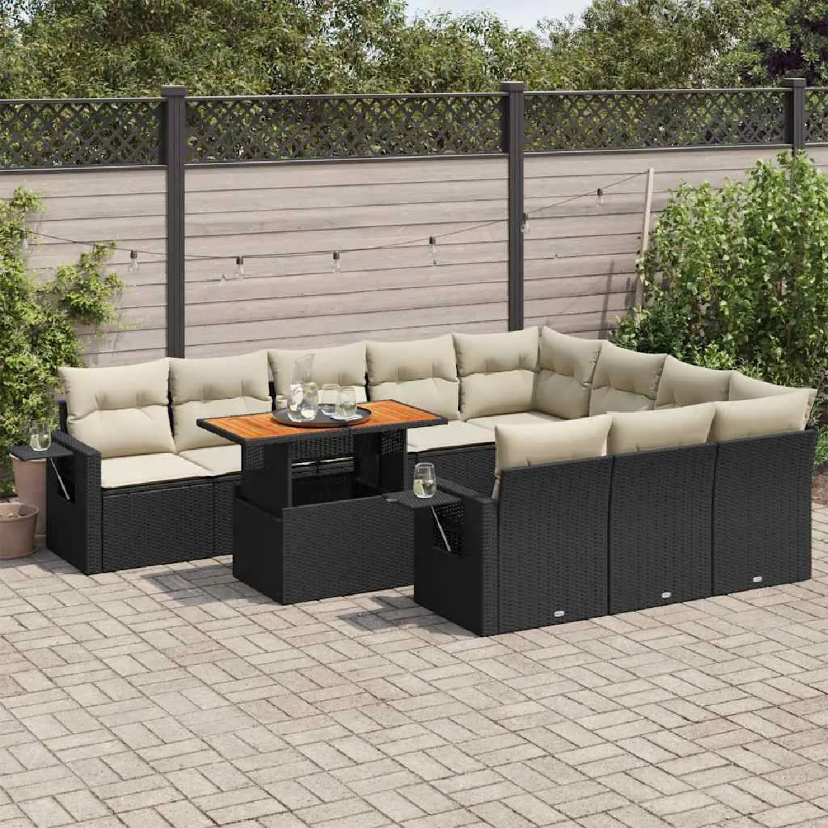 VIDAXL - Salon de jardin modulable - 11 pièces - Noir - 10 personnes - Image 3