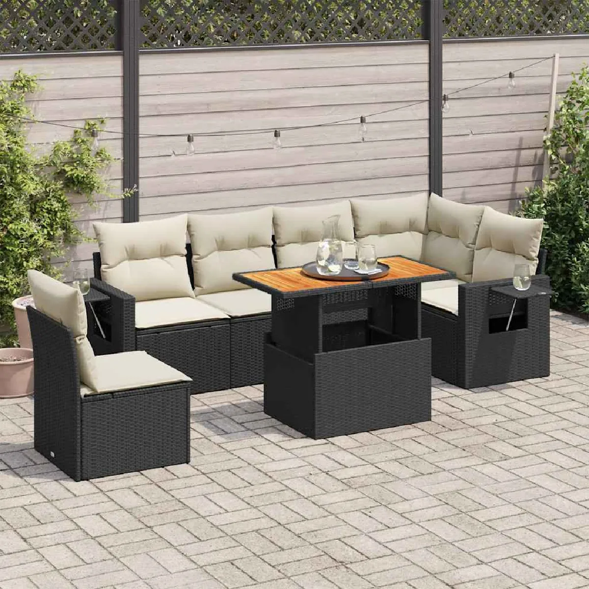Salon de jardin 7 pcs avec coussins