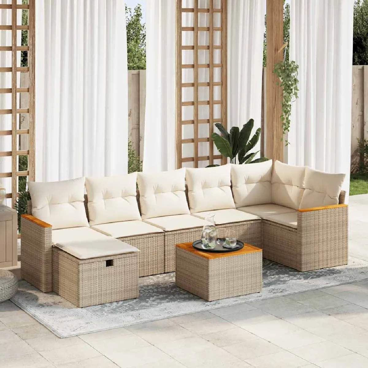 VIDAXL Salon de jardin avec coussins 8 pcs - vue 6