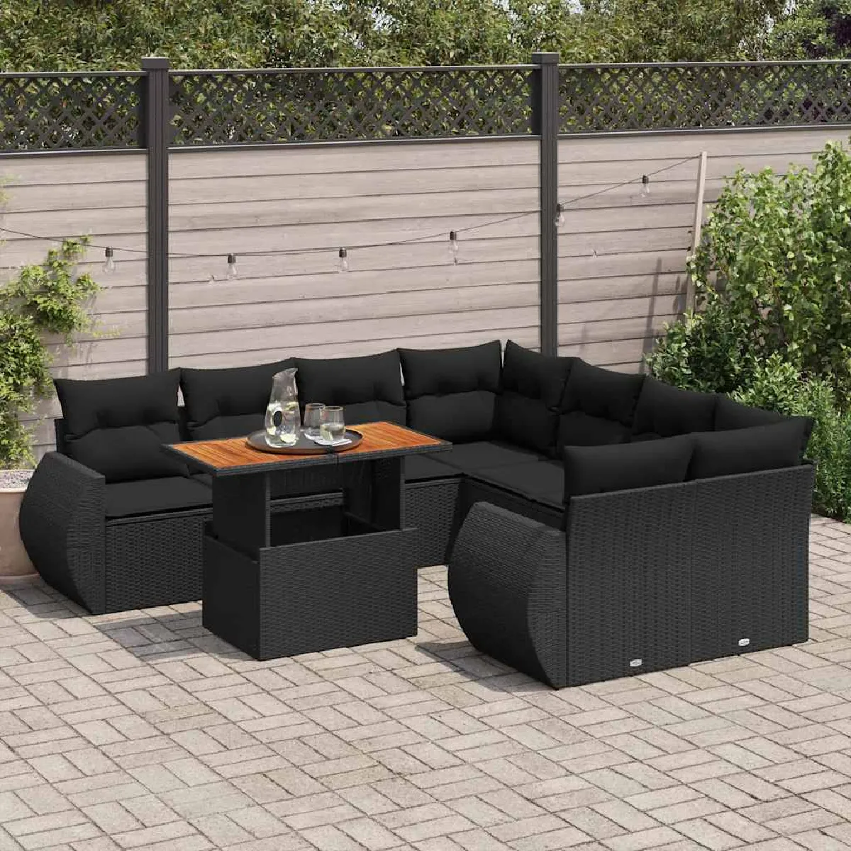 vidaXL Salon de jardin 9 pcs avec coussins - vue 7