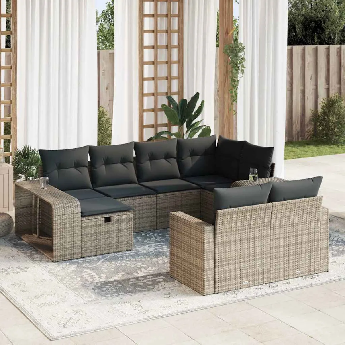 vidaXL Salon de jardin Résine tressée 10 pcs