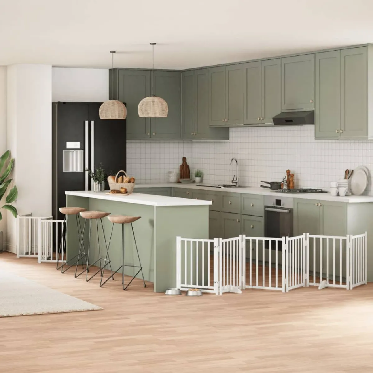 vidaXL Barrière chien porte pliable 12 panneaux - Blanc