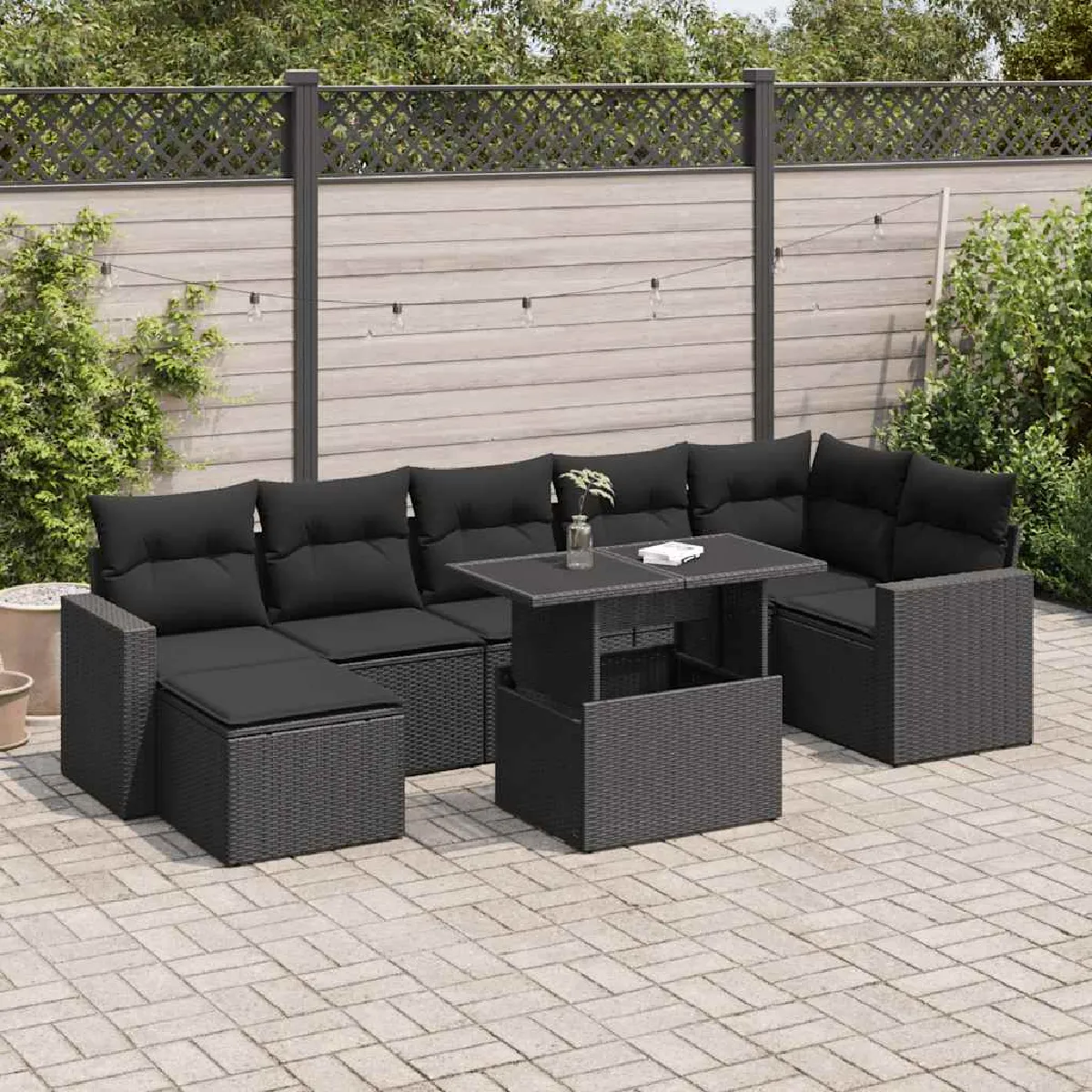 vidaXL Salon de jardin 8 pcs avec coussins résine tressée 3267442 - vue 6