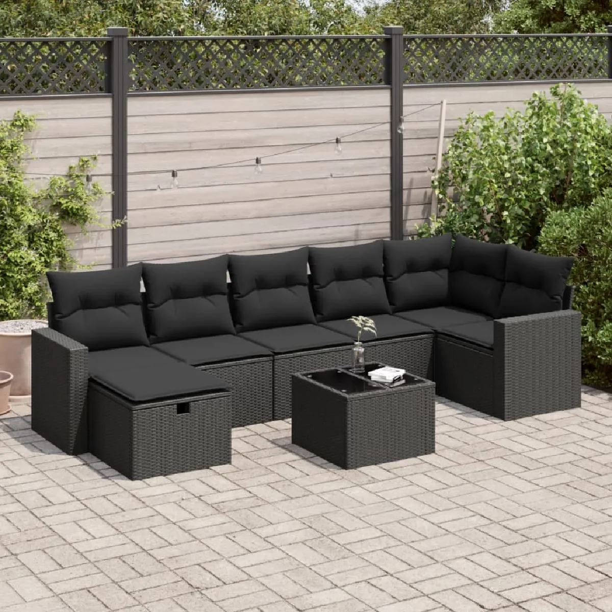 Non Communiqué Noir Salon De Jardin Modulable Vidaxl Rotin 8 Pieces X 65.5 X 69 8 Personnes - Image 3