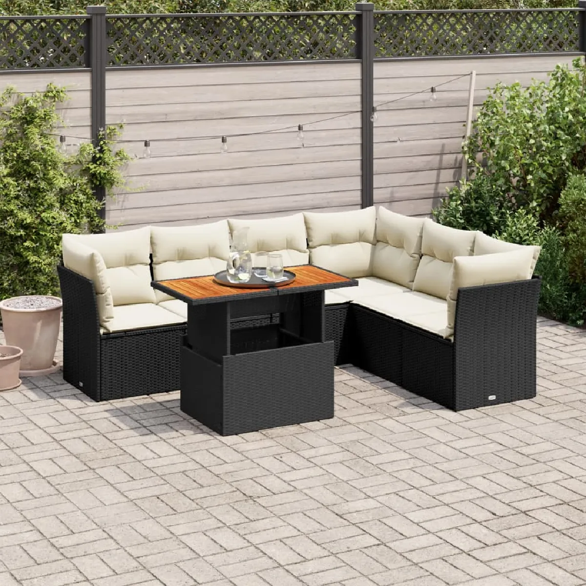 vidaXL Ensemble Salon Jardin 7 pcs - vue 3