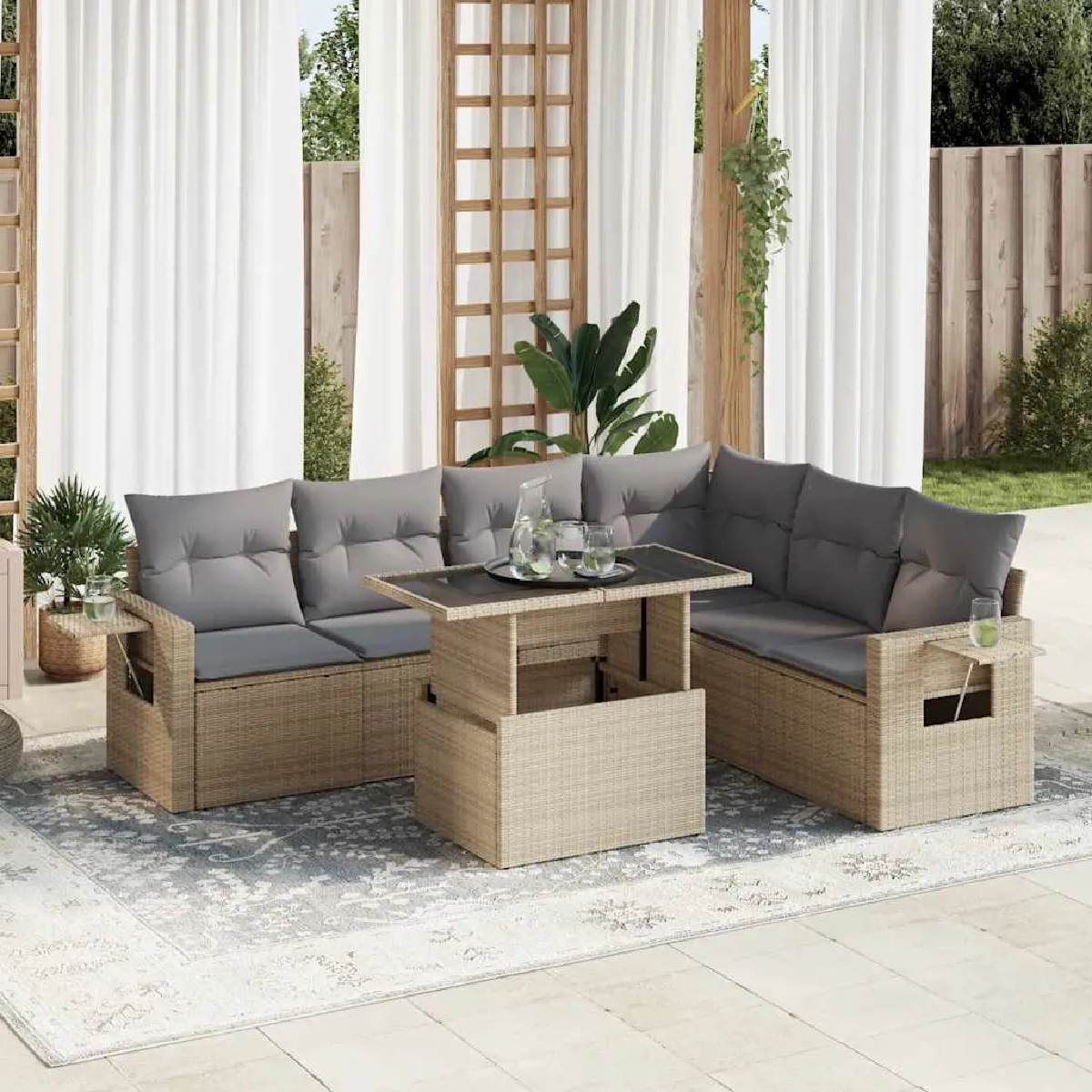 vidaXL Salon de jardin coussins 7 pcs - vue 2