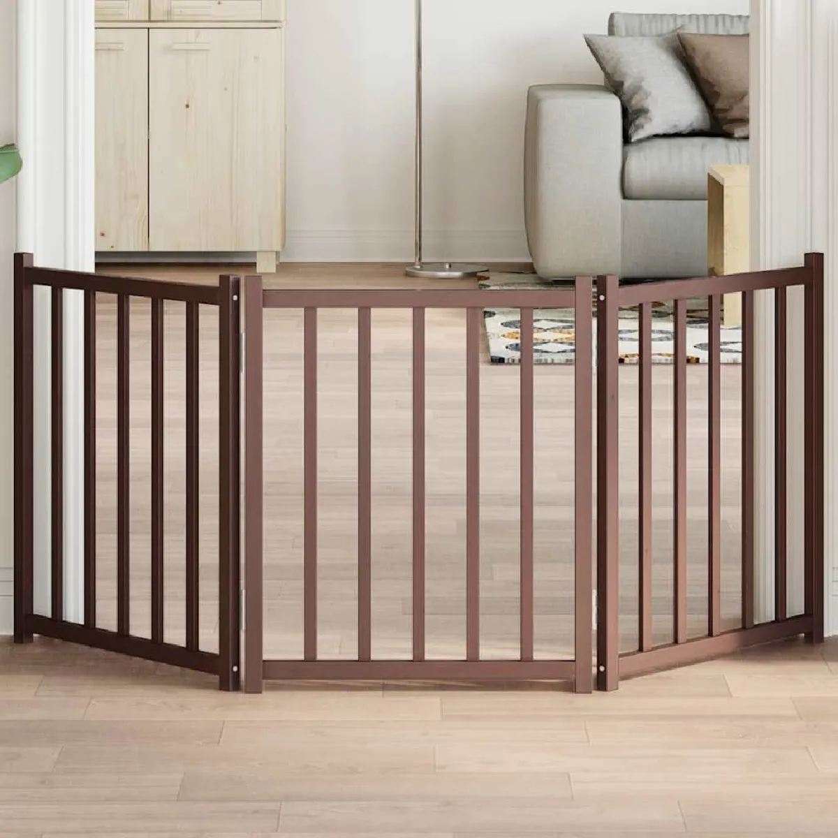 vidaXL Barrière pliable 3 panneaux 150 cm Bois sapin massif - vue 2