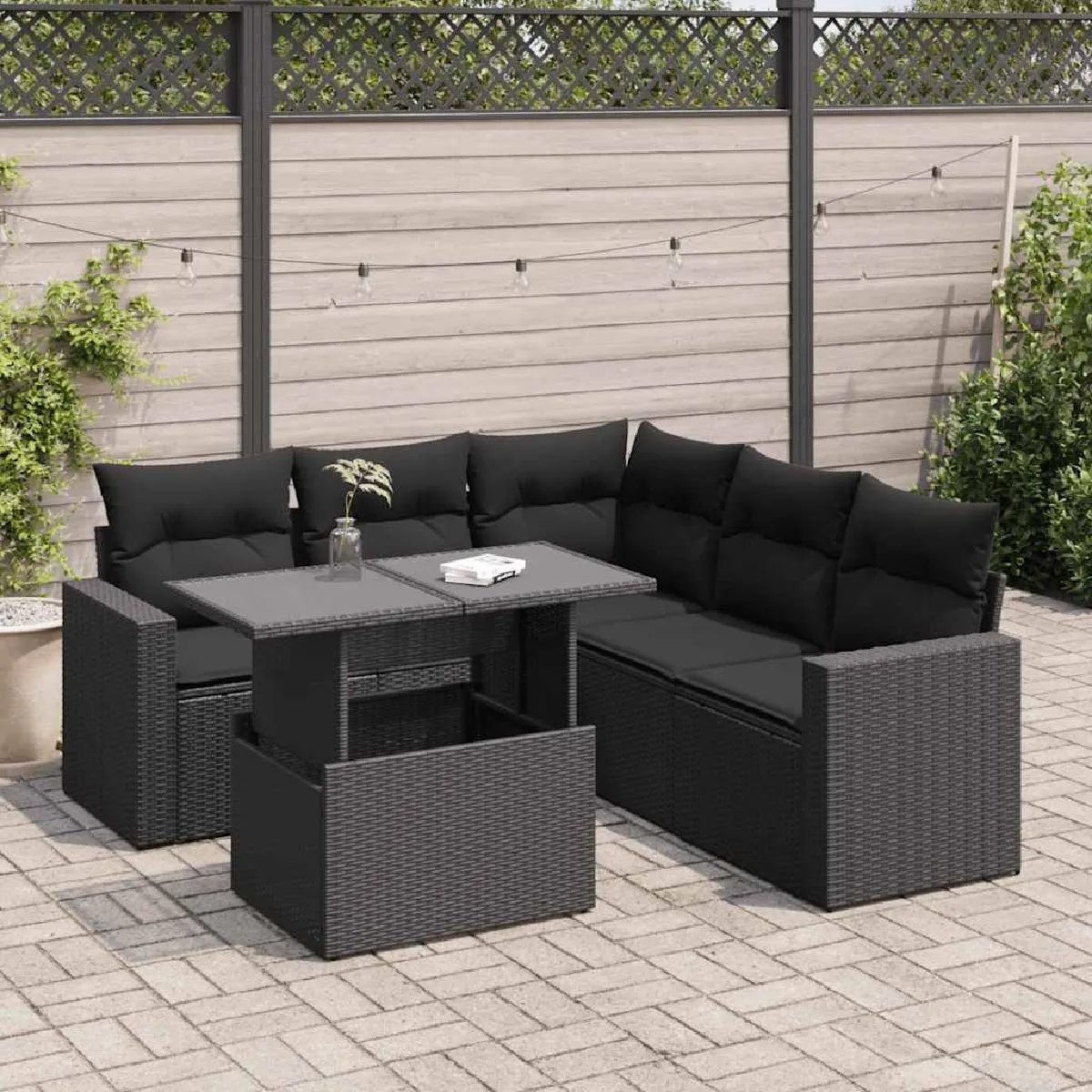 vidaXL Salon de jardin 6 pcs avec coussins Résine tressée ensemble de canapés d'extérieur canapé d'angle de jardin 3308162 - vue 5