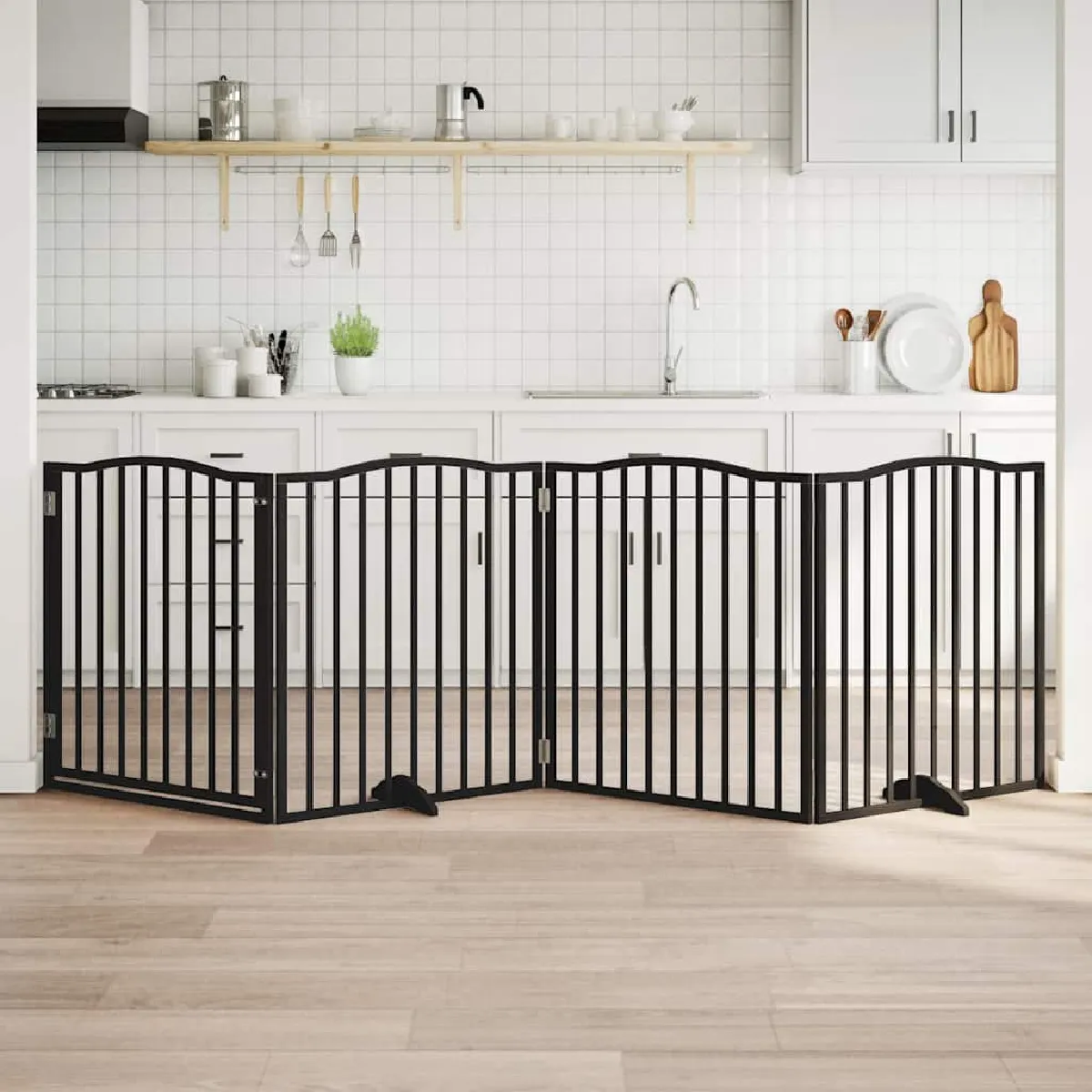 vidaXL Barrière chien avec porte 4 panneaux - vue 8