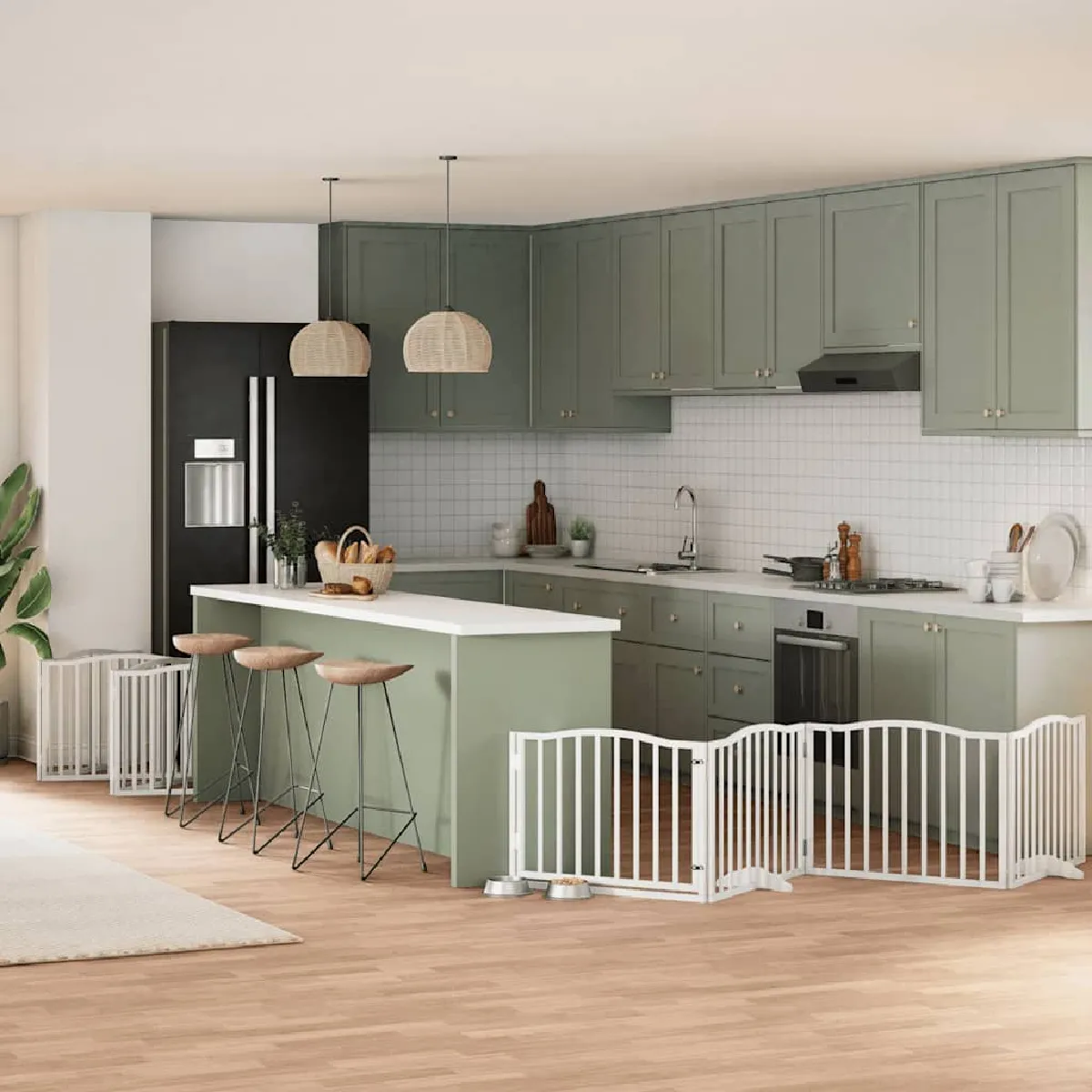 Comparer les prix de vidaXL Barrière pour chien 12 panneaux - Bois de peuplier - Blanc