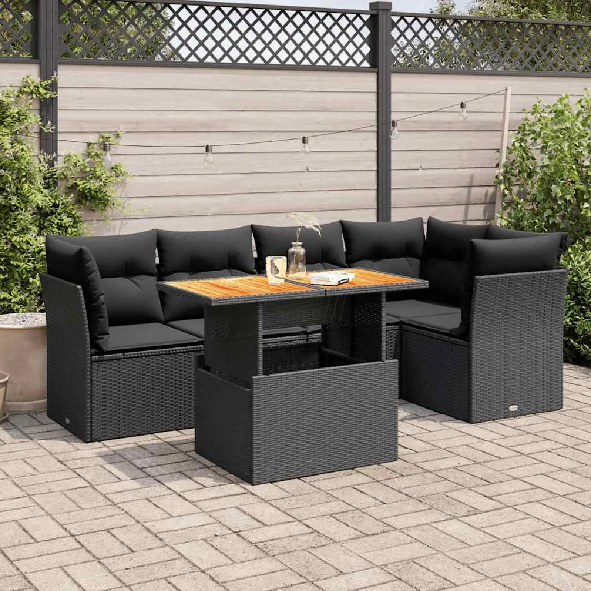 vidaXL Salon de jardin 6 pcs avec coussins Résine tressée ensemble de canapés d'extérieur canapé d'angle de jardin 3308162 - vue 4