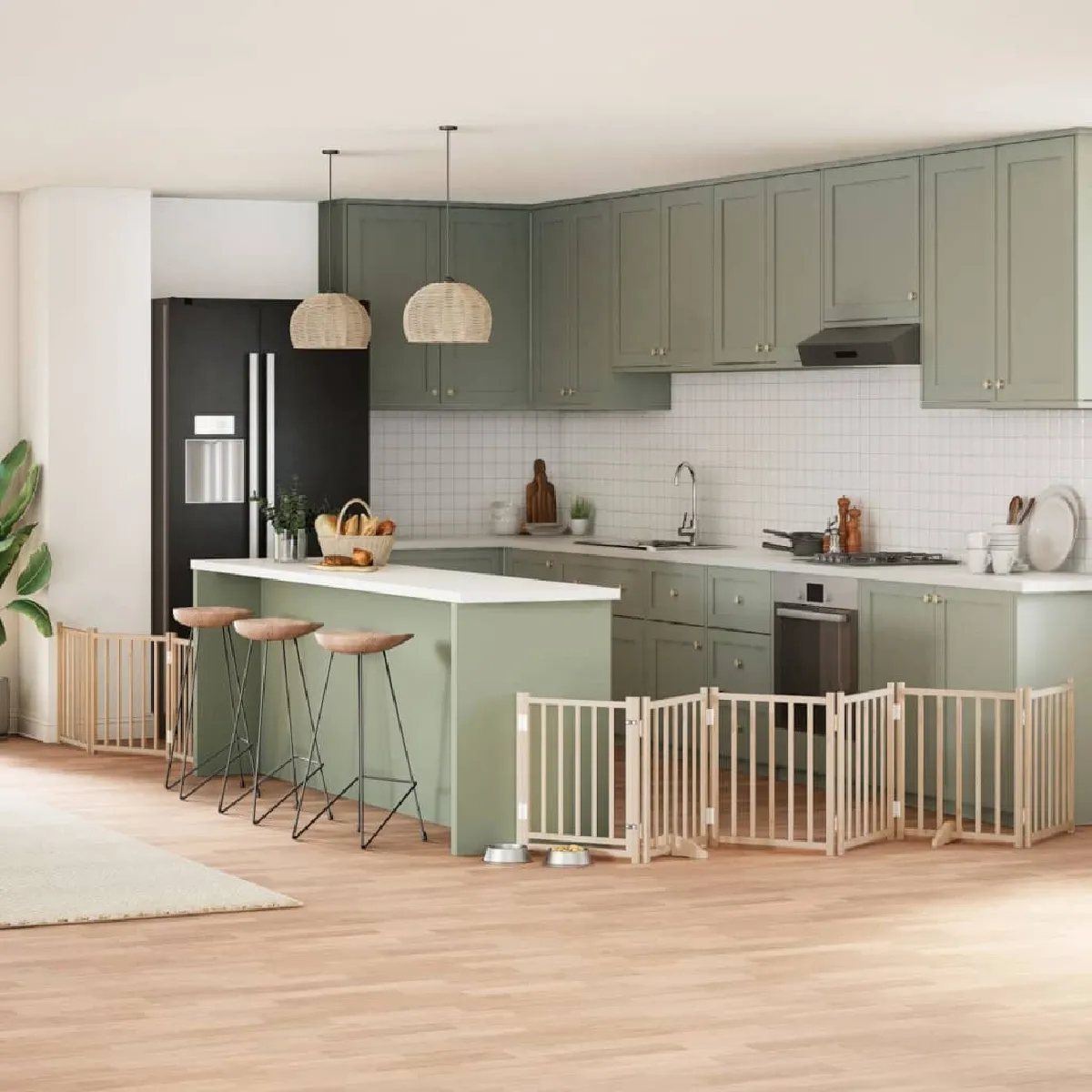 Comparer les prix de vidaXL Barrière pour chien avec porte pliable - 9 panneaux - Bois de peuplier