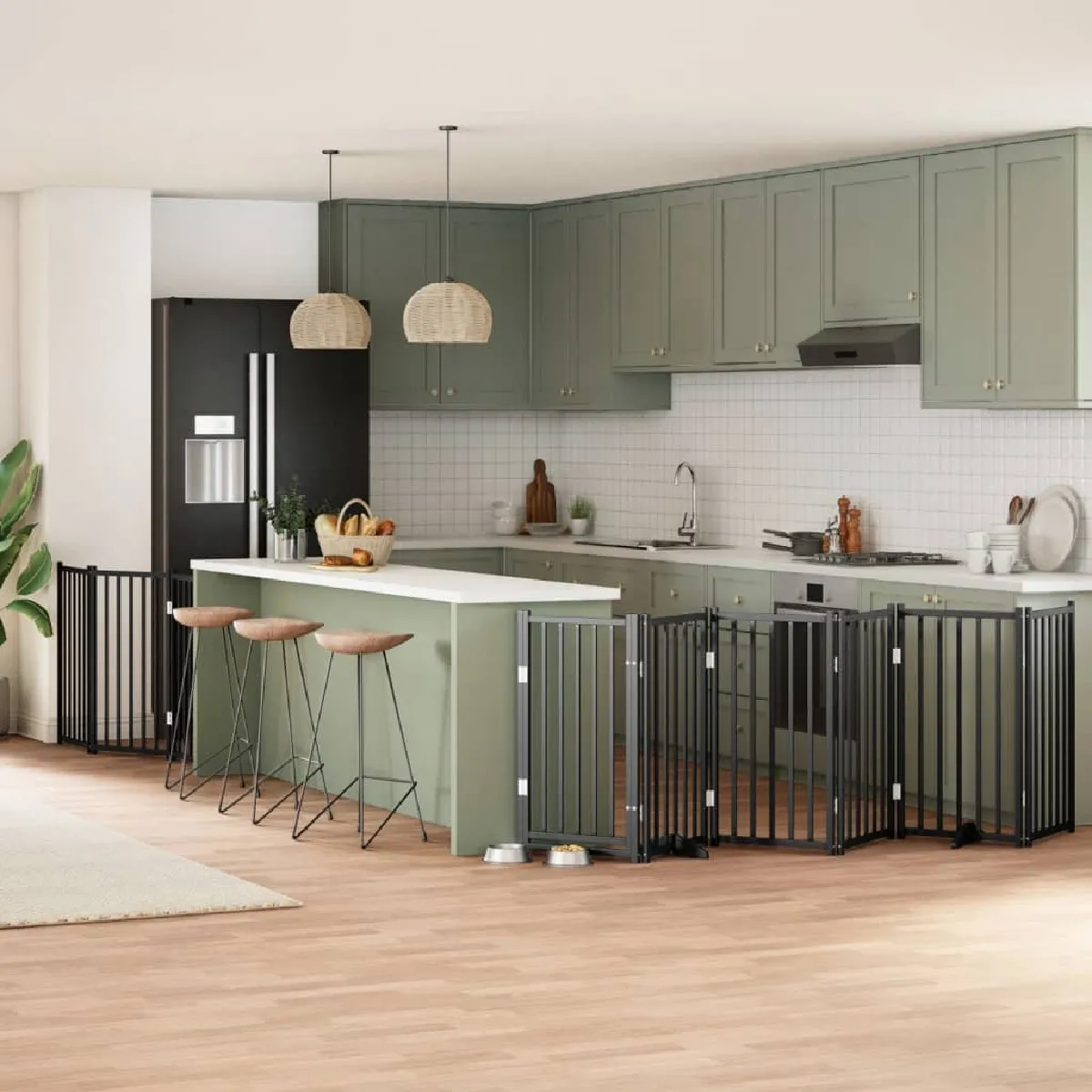 Comparer les prix de VidaXL Barrière porte 9 panneaux noir