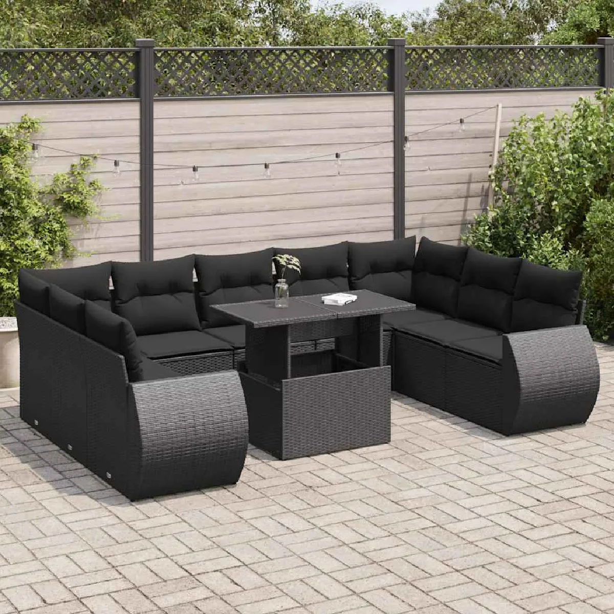 Salon de jardin vidaXL 10 pcs avec coussins - vue 1
