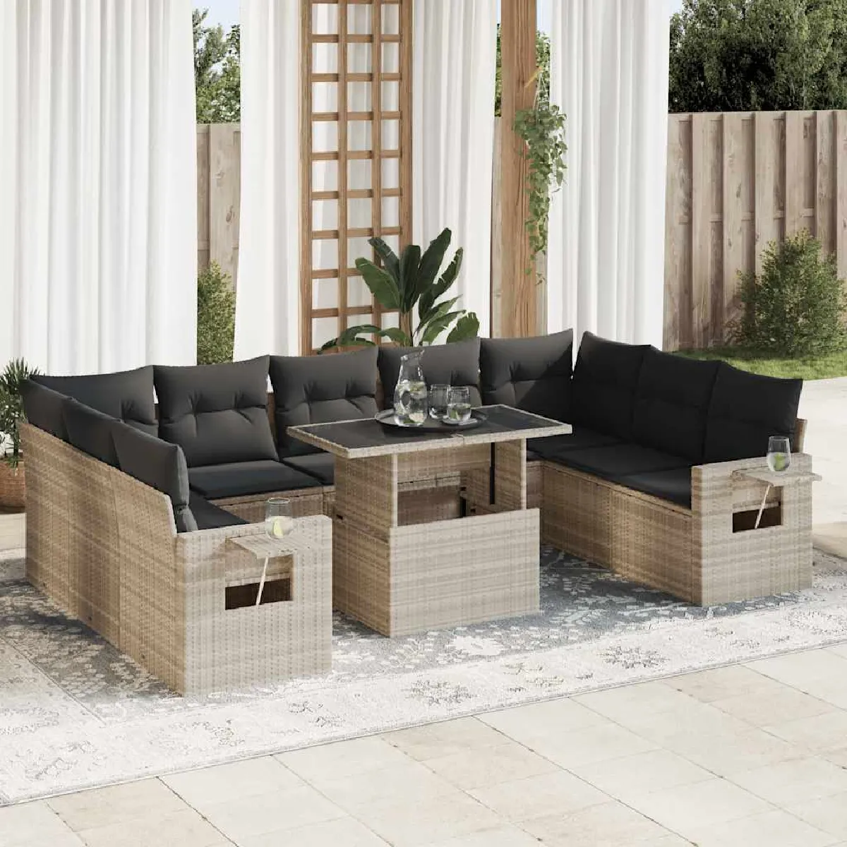 vidaXL Salon de jardin Résine tressée 10 pcs - vue 3