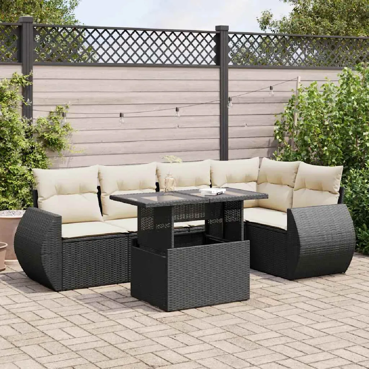 Salon de jardin vidaXL 6 pcs résine tressée - vue 3