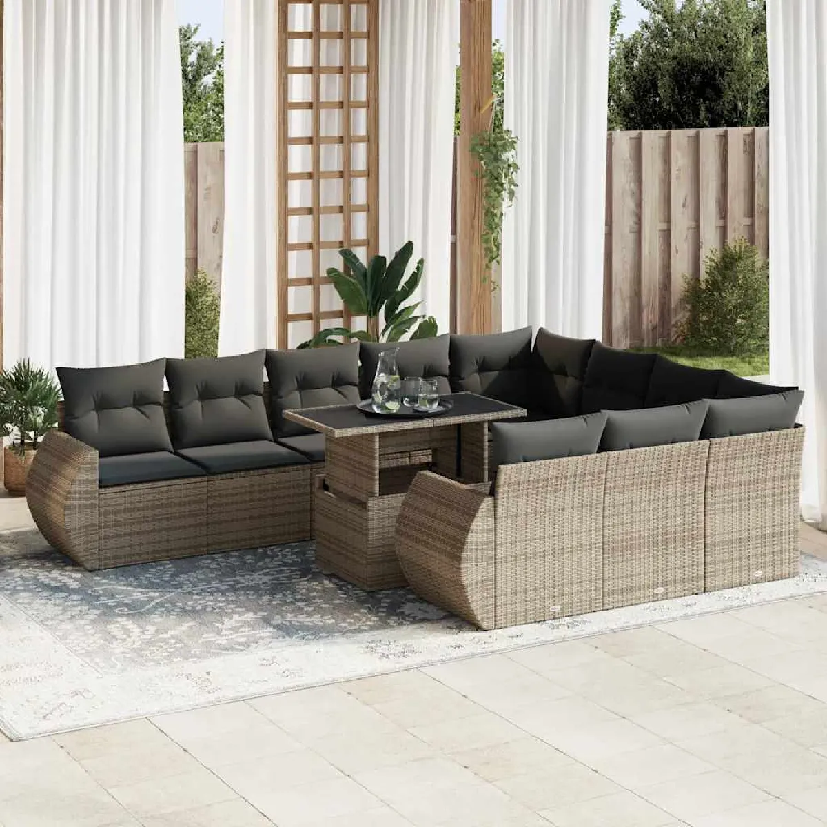 Salon de jardin 11 pcs vidaXL - vue 3