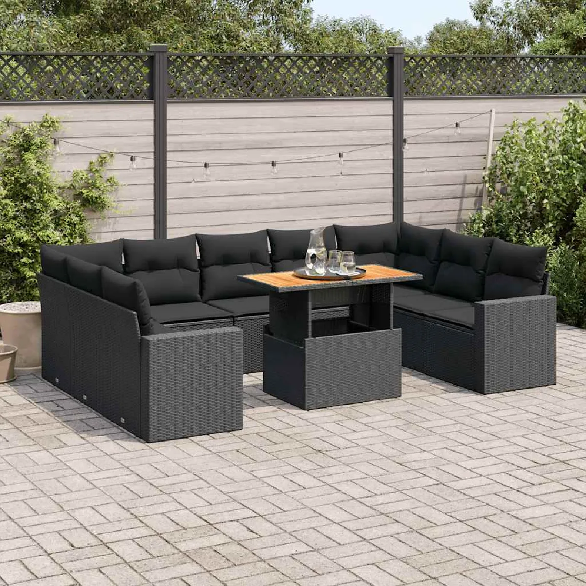 VIDAXL Ensemble de jardin résine tressée 10 pcs - vue 1