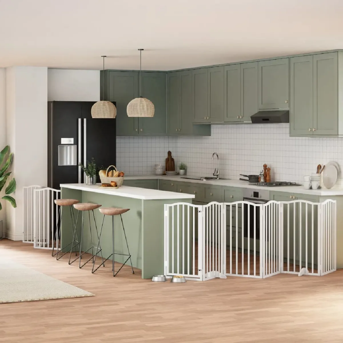 vidaXL Barrière pour chien porte pliable 9 panneaux bois peuplier - vue 6