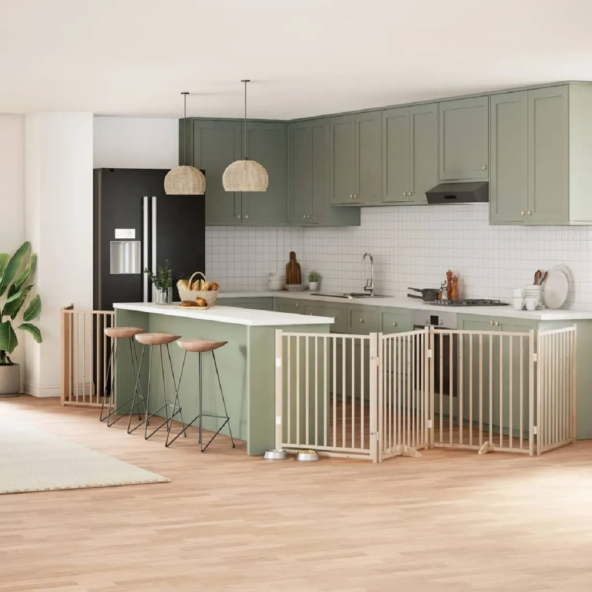 Meilleurs prix pour vidaXL Barrière 6 panneaux avec porte