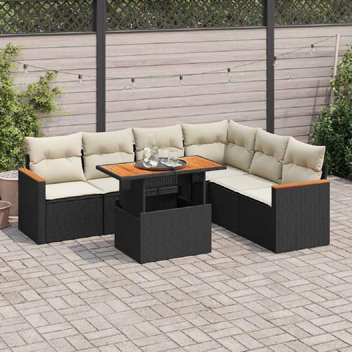 Salon de jardin vidaXL 7 pcs - vue 8