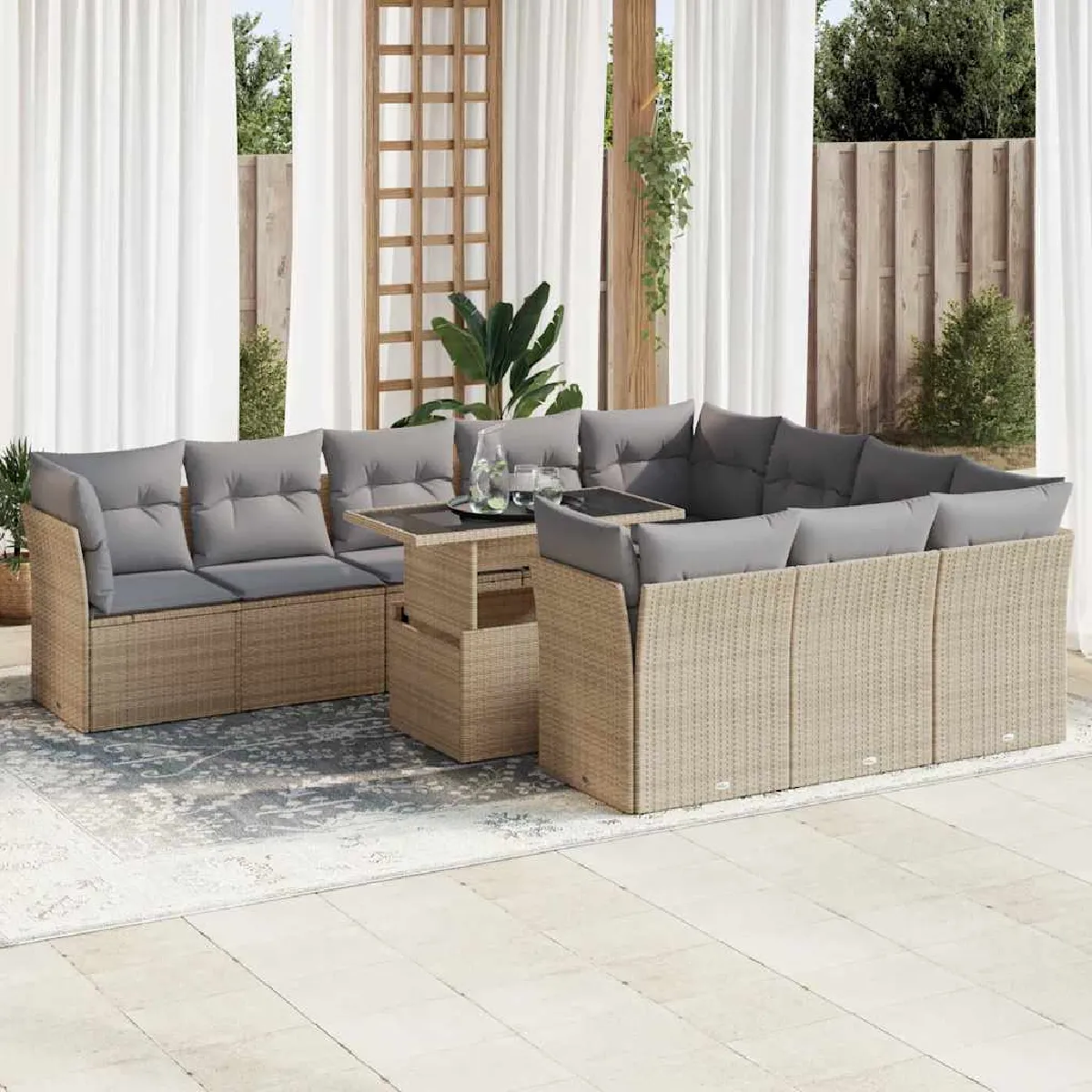 vidaXL Salon de jardin 11pcs Résine tressée - vue 3