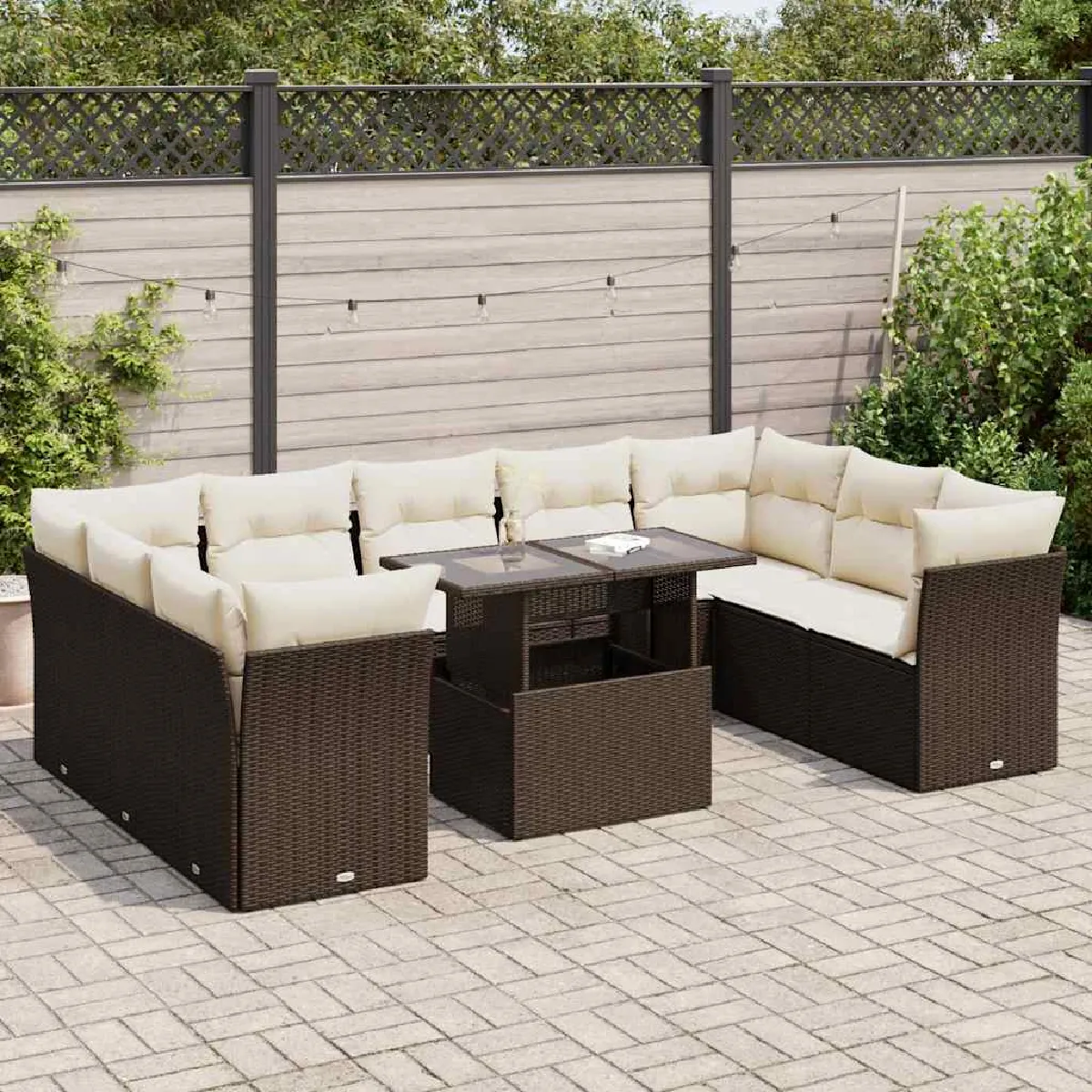 Vidaxl Marron Salon De Jardin Resine Tressee 10 Pieces 9 Personnes - Image 3