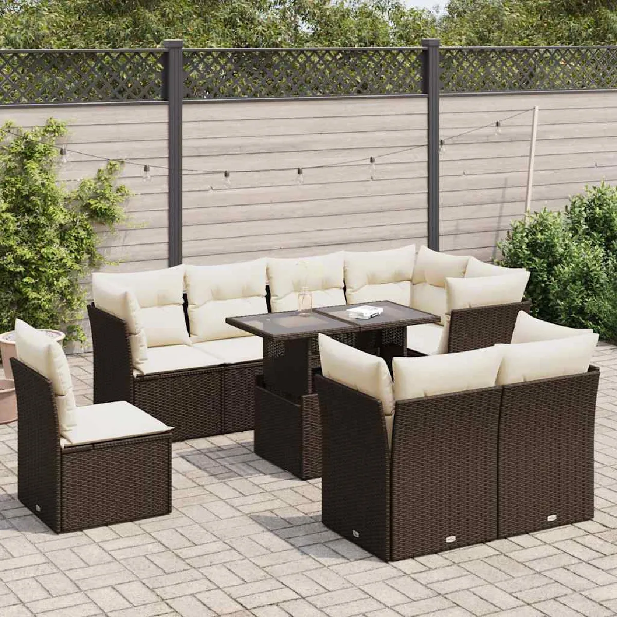 VidaXL 9 pcs Salon de jardin avec coussins - vue 3