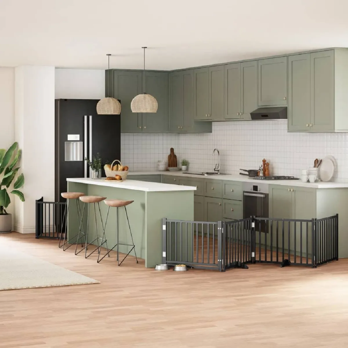 Comparer les prix de vidaXL Barrière avec Porte 8 Panneaux Noir